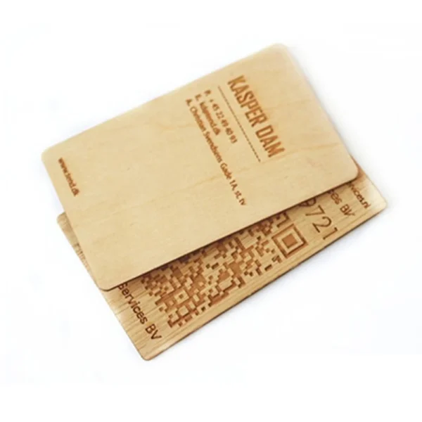 Custom Laser Engraved/Burnt Wood Business Card Size NFC Menu #3