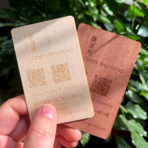 Custom Laser Engraved/Burnt Wood Business Card Size NFC Menu #3 - Image 7